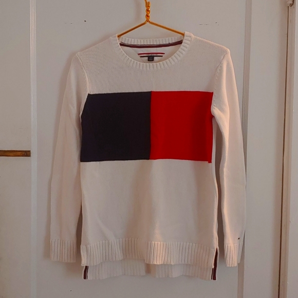 Tommy Hilfiger classic two-tone white sweater - Picture 1 of 5